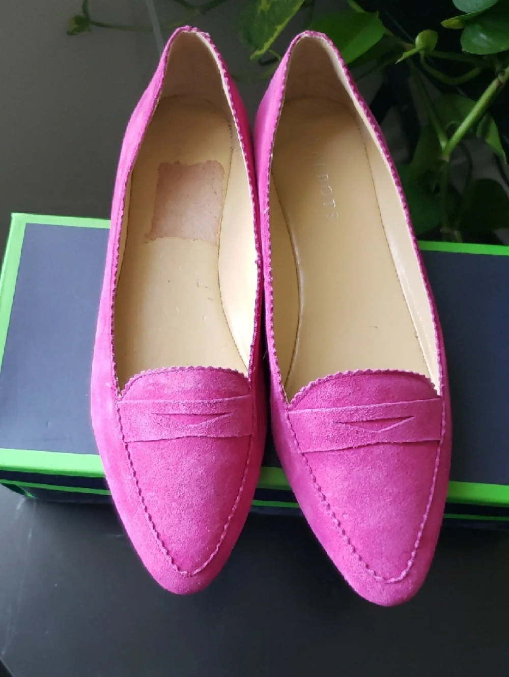Talbots Fuchsia Suede Pointed-Toe Loafers - Picture 2 of 7